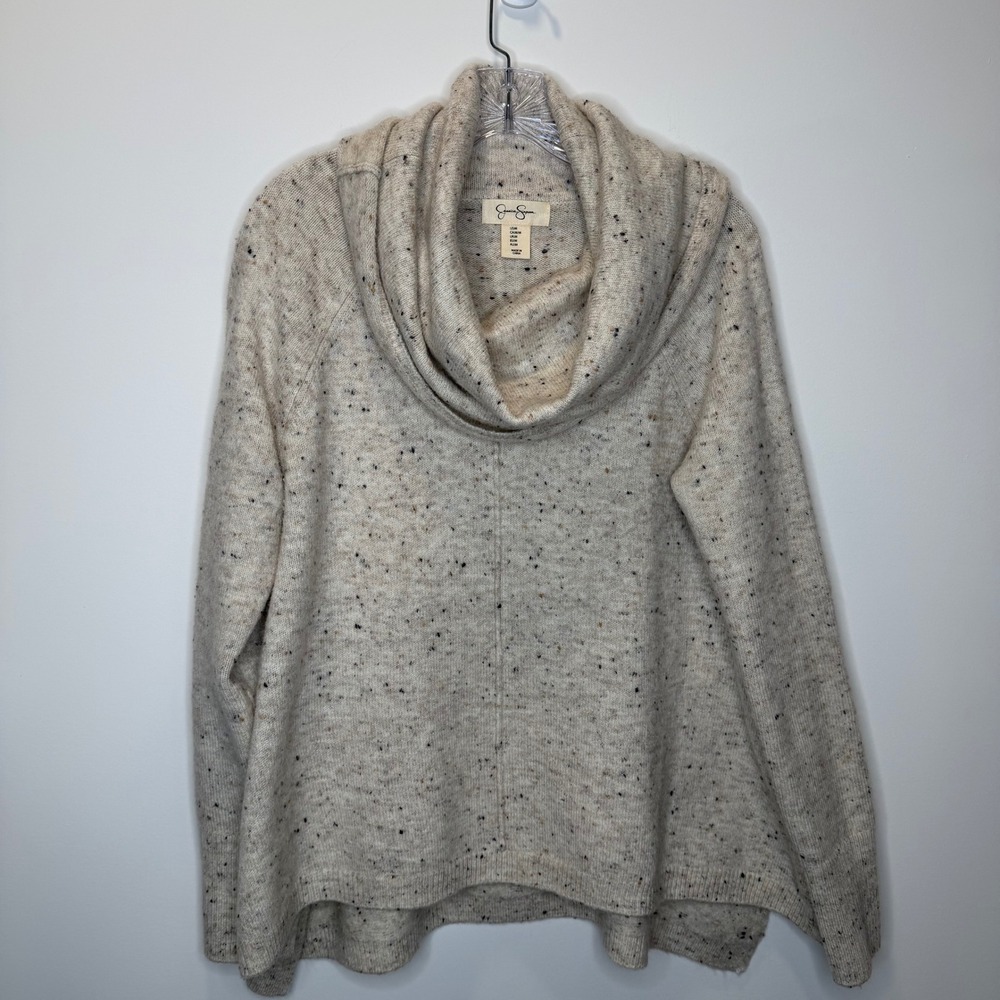 Jessica Simpson Speckled Knit Cowl Neck Sweater Pullover Beige‎ Women's Medium